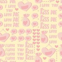 vector seamless pattern of hearts and gifts with congratulations declaration of love on Valentine's Day 14 February. Background for invitations, wallpaper, wrapping paper and scrapbooking