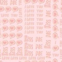 vector seamless pattern of hearts and gifts with congratulations declaration of love on Valentine's Day 14 February. Background for invitations, wallpaper, wrapping paper and scrapbooking