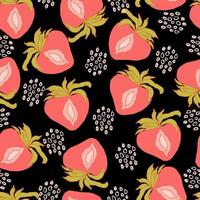 strawberry berry vector seamless pattern with dots and abstract spots on background