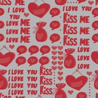 vector seamless pattern of hearts and gifts with congratulations declaration of love on Valentine's Day 14 February. Background for invitations, wallpaper, wrapping paper and scrapbooking