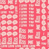 vector seamless pattern of hearts and gifts with congratulations declaration of love on Valentine's Day 14 February. Background for invitations, wallpaper, wrapping paper and scrapbooking