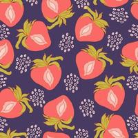 strawberry berry vector seamless pattern with dots and abstract spots on background