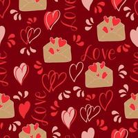 vector seamless pattern of hearts and gifts with congratulations declaration of love on Valentine's Day 14 February. Background for invitations, wallpaper, wrapping paper and scrapbooking