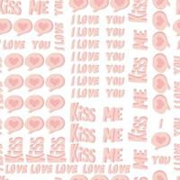 vector seamless pattern of hearts and gifts with congratulations declaration of love on Valentine's Day 14 February. Background for invitations, wallpaper, wrapping paper and scrapbooking