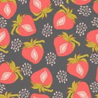 strawberry berry vector seamless pattern with dots and abstract spots on background