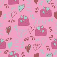 vector seamless pattern of hearts and gifts with congratulations declaration of love on Valentine's Day 14 February. Background for invitations, wallpaper, wrapping paper and scrapbooking