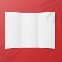 Opened trifold flyer paper mockup illustration on isolated background vector