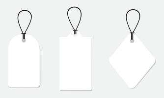 Set of three shapes white price tag label illustration on isolated background vector
