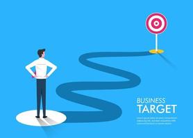 Target of business concept. Businessman standing on the point looking to go the target vector illustration