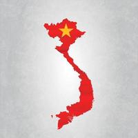 Vietnam map with flag vector