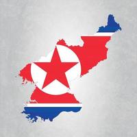 mapa de corea del norte con bandera vector