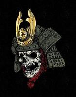 tatuaje de calavera samurai vector