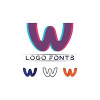 W Letter and font  Logo Template design vector