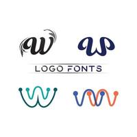 W Letter and font  Logo Template design vector