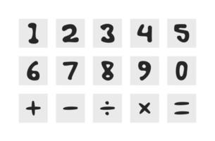 set of numbers, set icon of math symbol vector