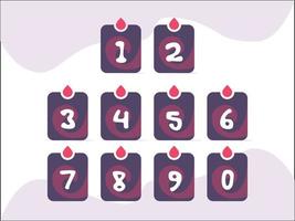 set of pink labels, vector set of numbers, countdown timer template design