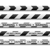 Warning sign, black and white stripe tapes, vector illustration