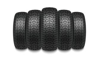 Car tires realistic design isolated on white background, vector illustration