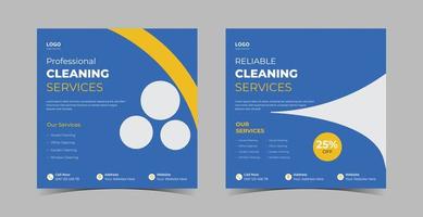 paquete de diseño de redes sociales de servicio de limpieza. paquete de carteles de servicio de limpieza. paquete de plantillas de diseño de redes sociales vector