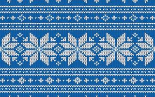 Christmas jacquard pattern with white and blue snowflakes vector