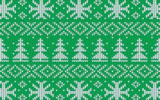 patrón de jacquard navideño con árboles verdes y copos de nieve vector