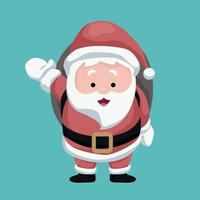 Christmas card Santa Claus waving cheerful vector