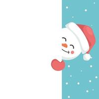 Christmas card for dedication of happy snowman peeping out vector