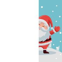 Merry Christmas card design of Santa Claus raising his hand vector