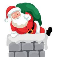 Christmas card of Santa Claus entering by chimney vector