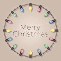 circular frame with small colored Christmas lights vector