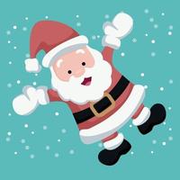 Christmas card of Santa Claus waving cheerful in the snow vector