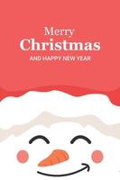 Snowman face christmas card design vector