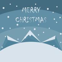 Merry Christmas card of mountains in the snow vector