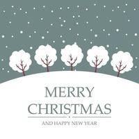 Merry Christmas card design of trees in the snow vector