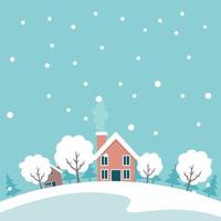 Village landscape in winter with snow vector