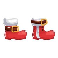 red christmas boots with brown strap on transparent background vector