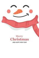 Snowman face merry christmas card vector