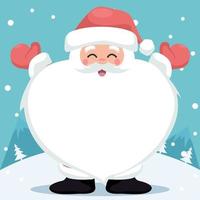 Merry Christmas card design of Santa Claus with heart shaped beards vector