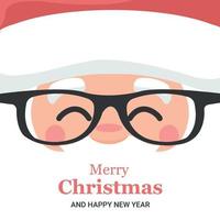 Merry Christmas card design of Santa Claus with glasses vector