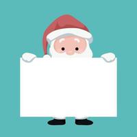 tarjeta de navidad de santa claus con cartel en blanco vector