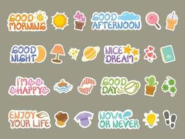 set of the cute flat daily sticker. diary illustration. vector