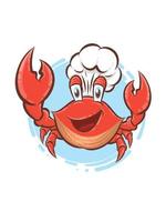 cute crab chef cartoon character mascot