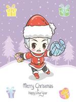 cute Santa boy Christmas greeting illustration vector