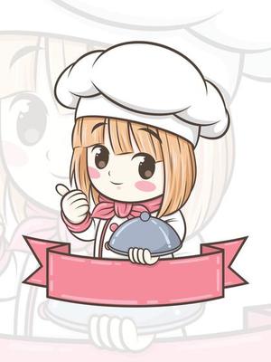 cute chef girl cartoon character