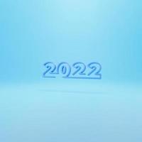 año nuevo 2022. ilustración conceptual. aislado sobre fondo de color. Render 3d foto