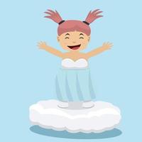 icon Women Happy Wedding on Clouds and Blue Color Background vector