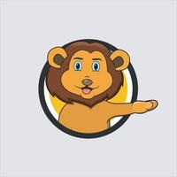 Lion Head Circle Label With Funny Smile Expression vector