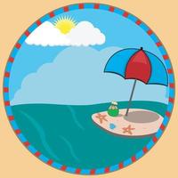 Vector Illustration of Island on Sea, Summer Time Theme