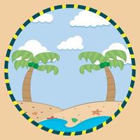 Vector Illustration of Coconut On Island,