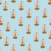 Happy Columbus Day America With Ship Design Pattern Background vector